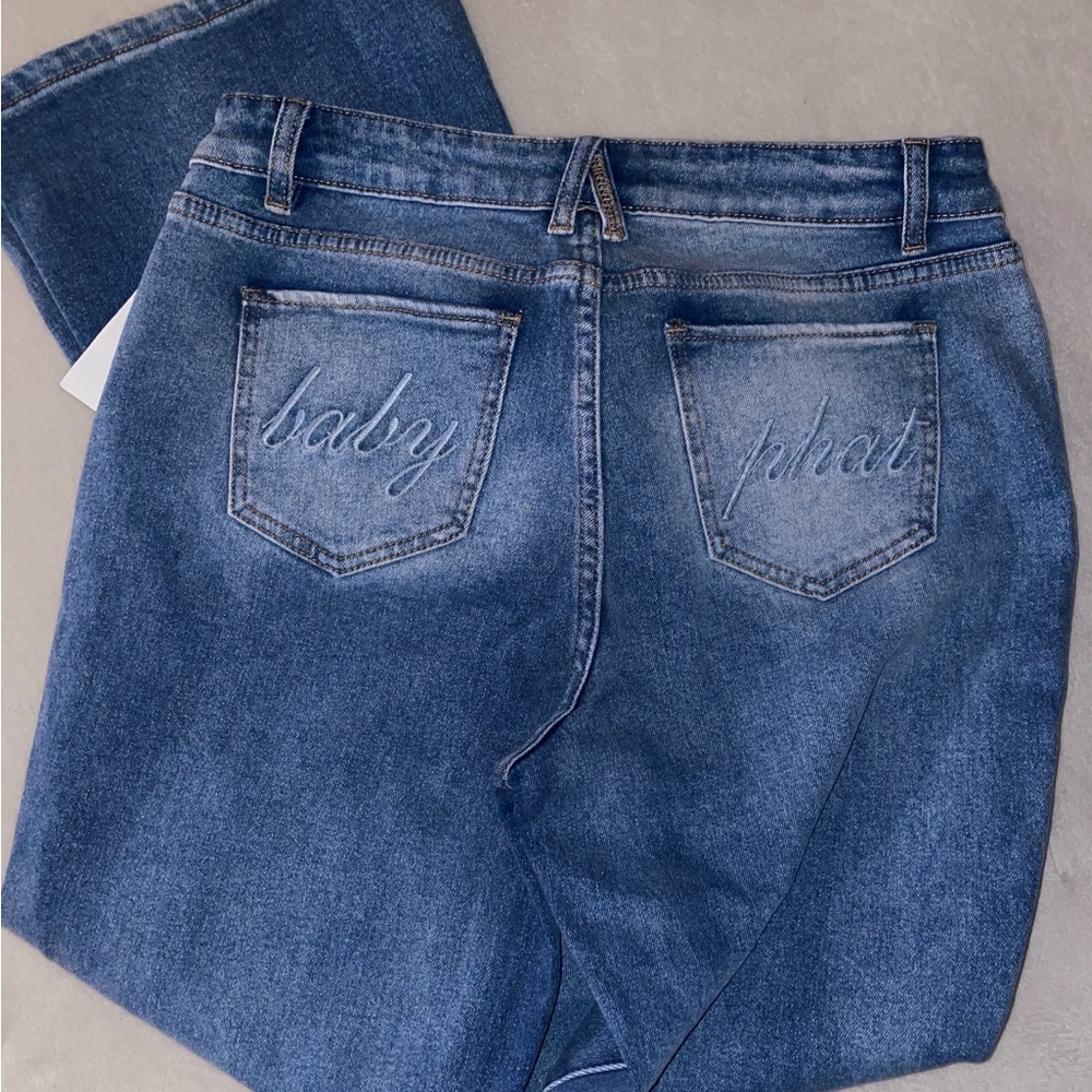 Baby Phat Women's Denim Jeans with Embroidered Pockets